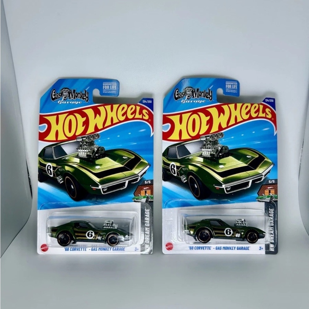 2025 Hot Wheels HW Screen Time ‘68 Corvette Stingray Green Gas Monkey Lot of 2x